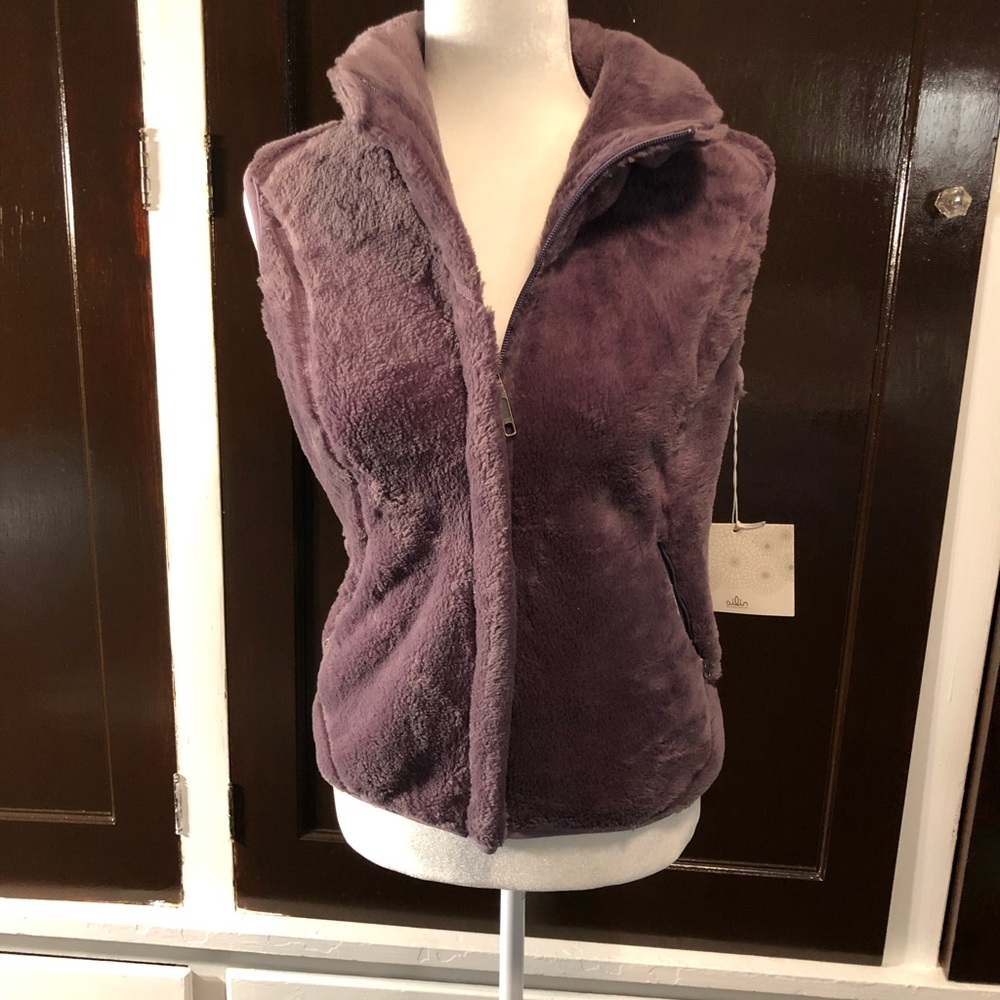 Women’s purple furry vest